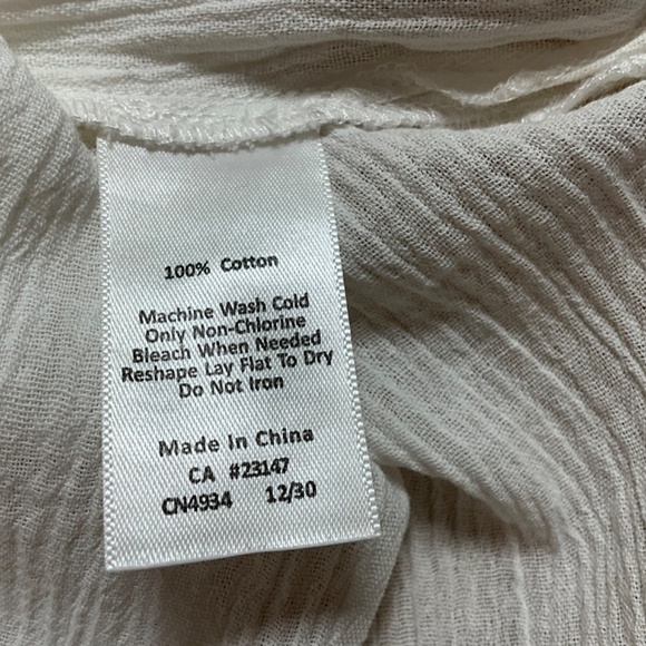 TALBOTS 100% Cotton Lace Trimmed Mini Dress / Beach Coverup 3/4 Sleeves US Sz 2X - Picture 8 of 9